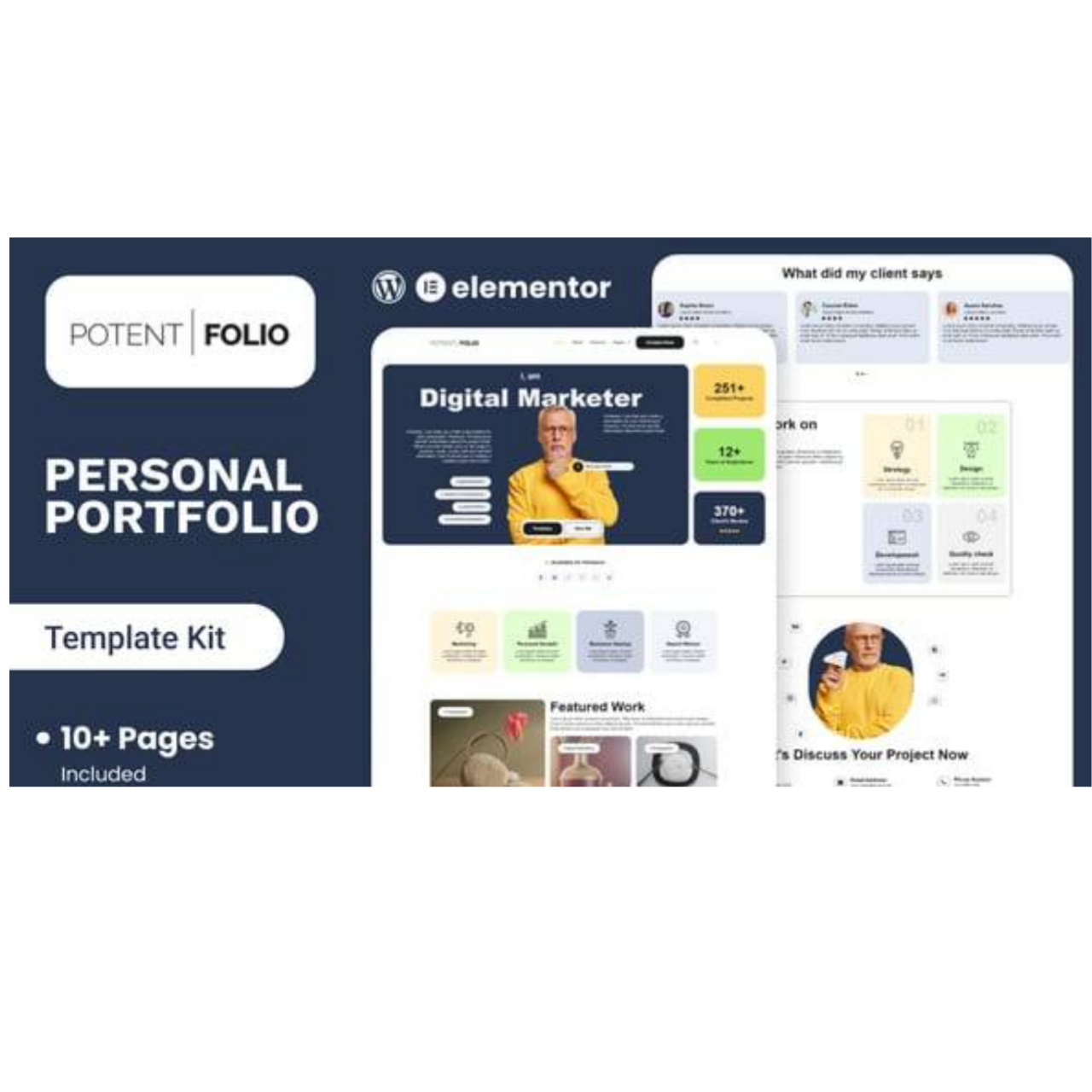 PotentFolio – Digital Marketer Portfolio Elementor Template Kit